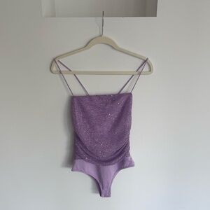 MORE TO COME Olivia Sparkle Cami Bodysuit in Purple